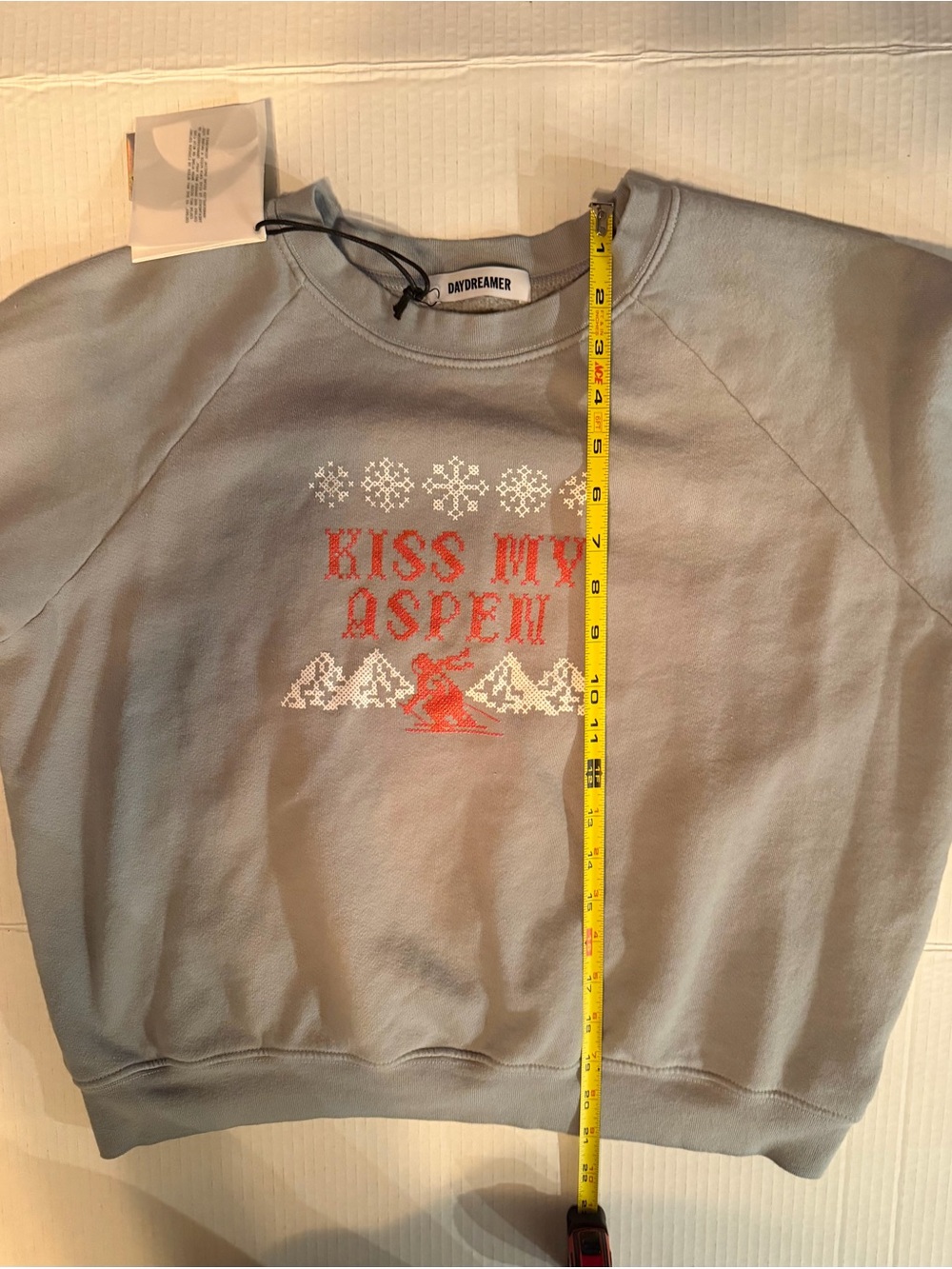 Daydreamer Light Gray Crewneck Sweatshirt with Red Graphic Ski Design